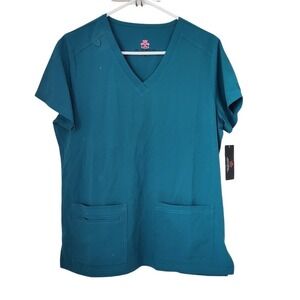 Natural Uniforms Modern Fit Cool Stretch V-Neck Scrub Top Teal Blue 8400-P L 219